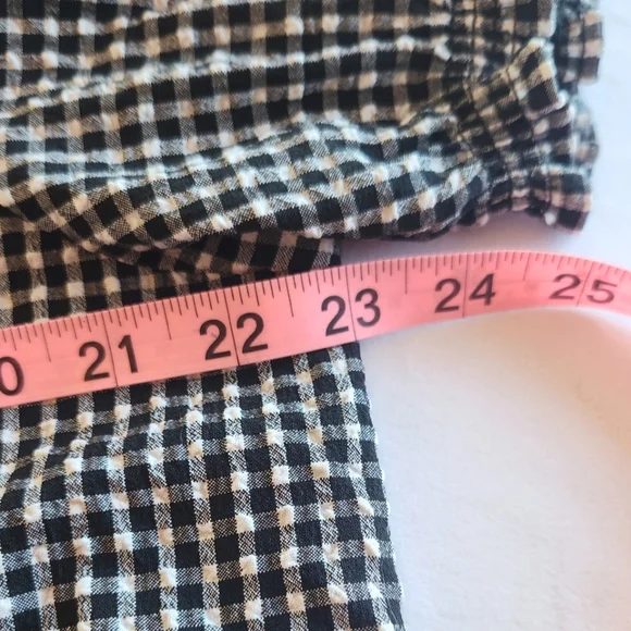 CATO 2X Black White Gingham Puff Sleeve Ruffle Blouse Top - Picture 6 of 11